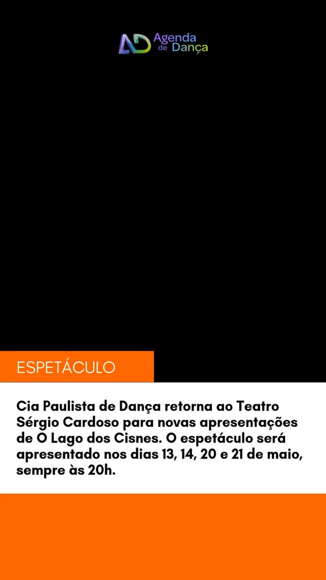 A Cia Paulista de Dança (@ciapaulistadedanca) retorna ao Teatro Sérgio Cardoso (@teatrosergiocardoso) para novas apresentações de O Lago dos Cisnes. O espetáculo será apresentado nos dias 13, 14, 20 e 21 de maio, sempre às 20h.

+ informações em meu site - agendadedanca.com.br (link na bio) 

#agendadedanca #anotanaagenda #dicasdedanca #espetaculodedanca #olagodoscisnes #teatrosergiocardoso