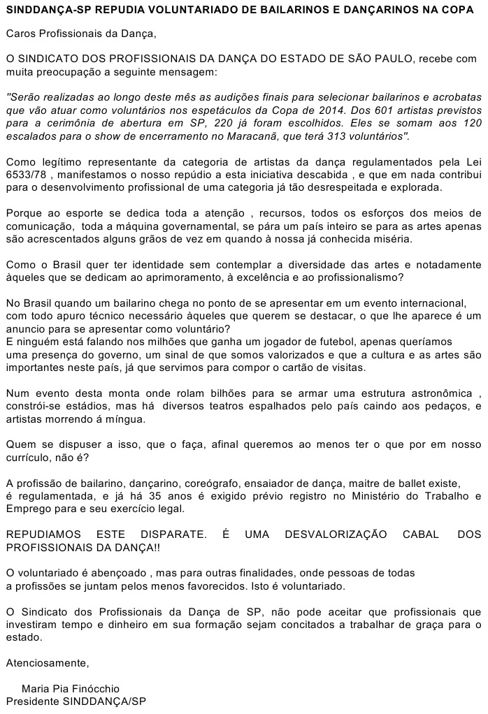 Carta de repudio ao voluntariado