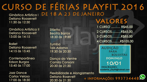 Academia PlayFit curso jan 2016