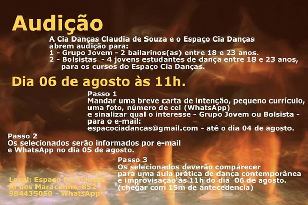 Audicao Cia Dancas Claudia de Souza 2016