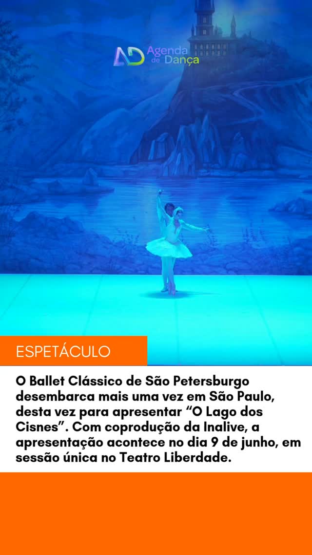 O Ballet Clássico de São Petersburgo desembarca mais uma vez em São Paulo, desta vez para apresentar “O Lago dos Cisnes”. Com coprodução da Inalive, a apresentação acontece no dia 9 de junho, em sessão única no Teatro Liberdade (@teatroliberdadesp).

+ informações em meu site - agendadedanca.com.br (link na bio) 

#agendadedanca #anotanaagenda #dicasdedanca #olagodoscisnes #teatroliberdade