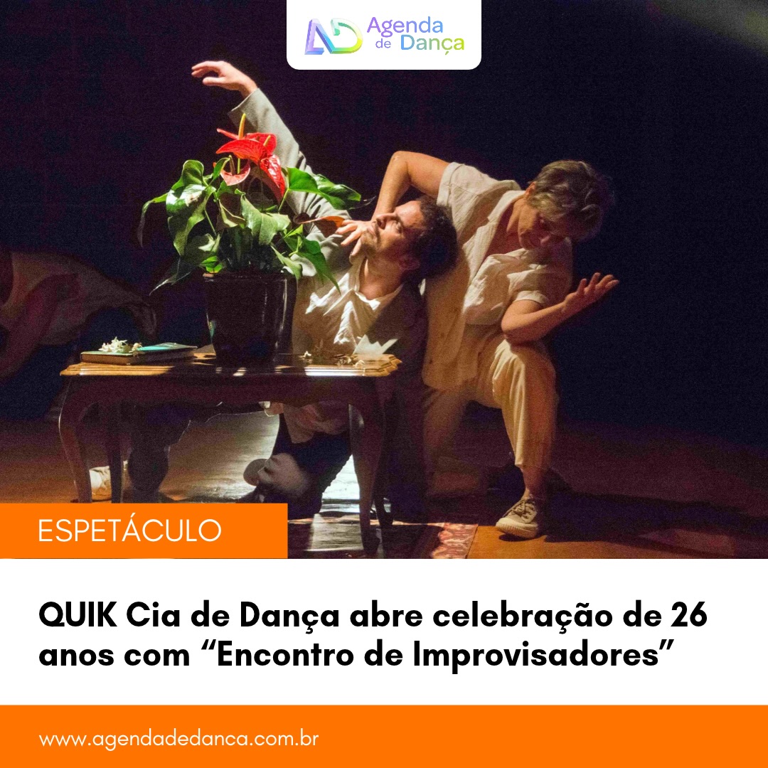 No dia 22 de setembro, terça-feira, a partir das 19h, a Quik Cia de Dança (@quikciadedanca) estreia, no Teatro Marília, o “Encontro de Improvisadores – uma nova criação se faz agora” – que celebra a trajetória de 26 anos de uma das principais referências das artes cênicas mineiras. Em seguida, o grupo se apresenta também no dia 26 de setembro, na Praça Floriano Peixoto, e no dia 03 de outubro, COM.VIDA: Casa das Artes - Pasárgada. Os ingressos são gratuitos.

+ informações em meu site - agendadedanca.com.br (link na bio) 

Crédito da foto: Ilana Lansky

#agendadedanca #anotanaagenda #dicasdedanca #quikciadedanca